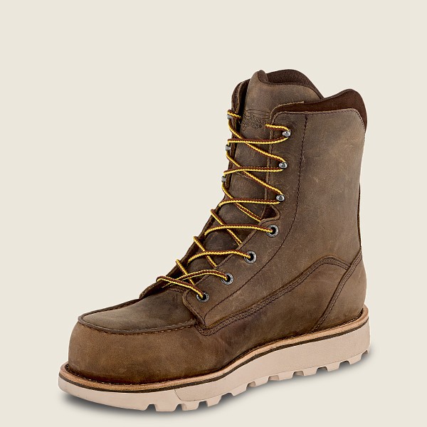 Red Wing Safety Boots Khaki - Mens Traction Tred Lite - 8-inch Waterproof Toe - 0795-TYNWQ